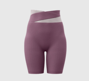 L Purple Color-Block High-Waist Premium Yoga Shorts - Seamless Scrunch Butt Anti-Chafing Workout Shorts