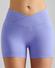 Lavender Purple Premium Yoga Shorts - Seamless, High Waist, Tummy Control Size S