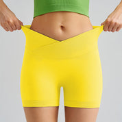 Lemon Yellow Premium Yoga Shorts - Seamless, High Waist, Tummy Control Size S