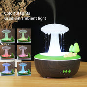 Light Woodgrain Raindrop Mushroom Premium Aromatherapy Diffuser - 280mL Ultrasonic Humidifier with Colorful Lights