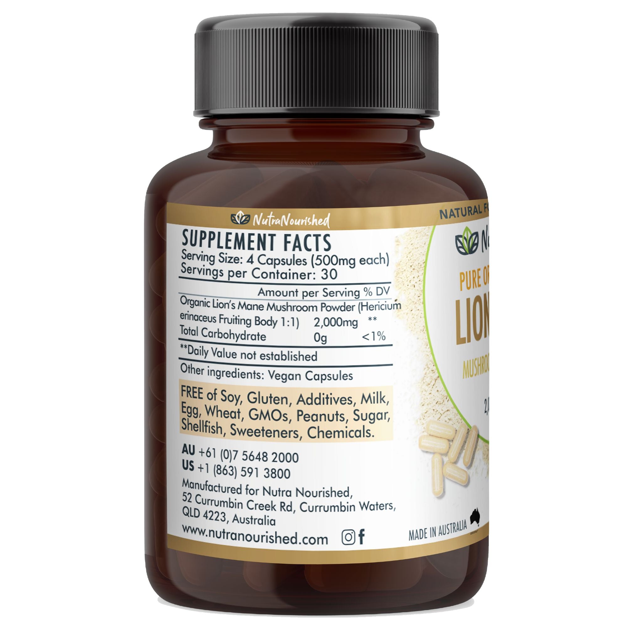Lion’s Mane Mushroom Hericium erinaceus (2,000mg) 120 Vegan Capsules - Health & Beauty > Nutrition & Supplements >