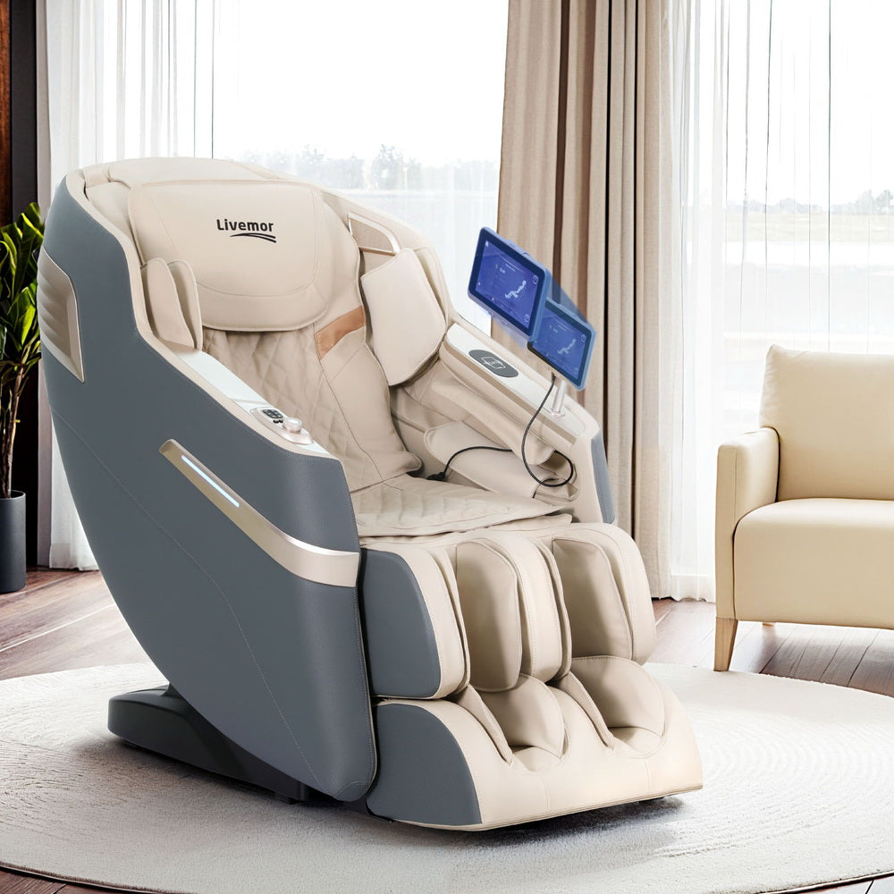 Livemor 4D Massage Chair Electric Recliner Home Therapeutic Massager Gray Sina