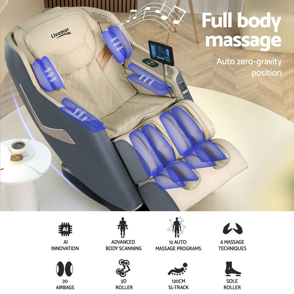 Livemor Massage Chair Electric Recliner Home Therapeutic Massager 3D Opal