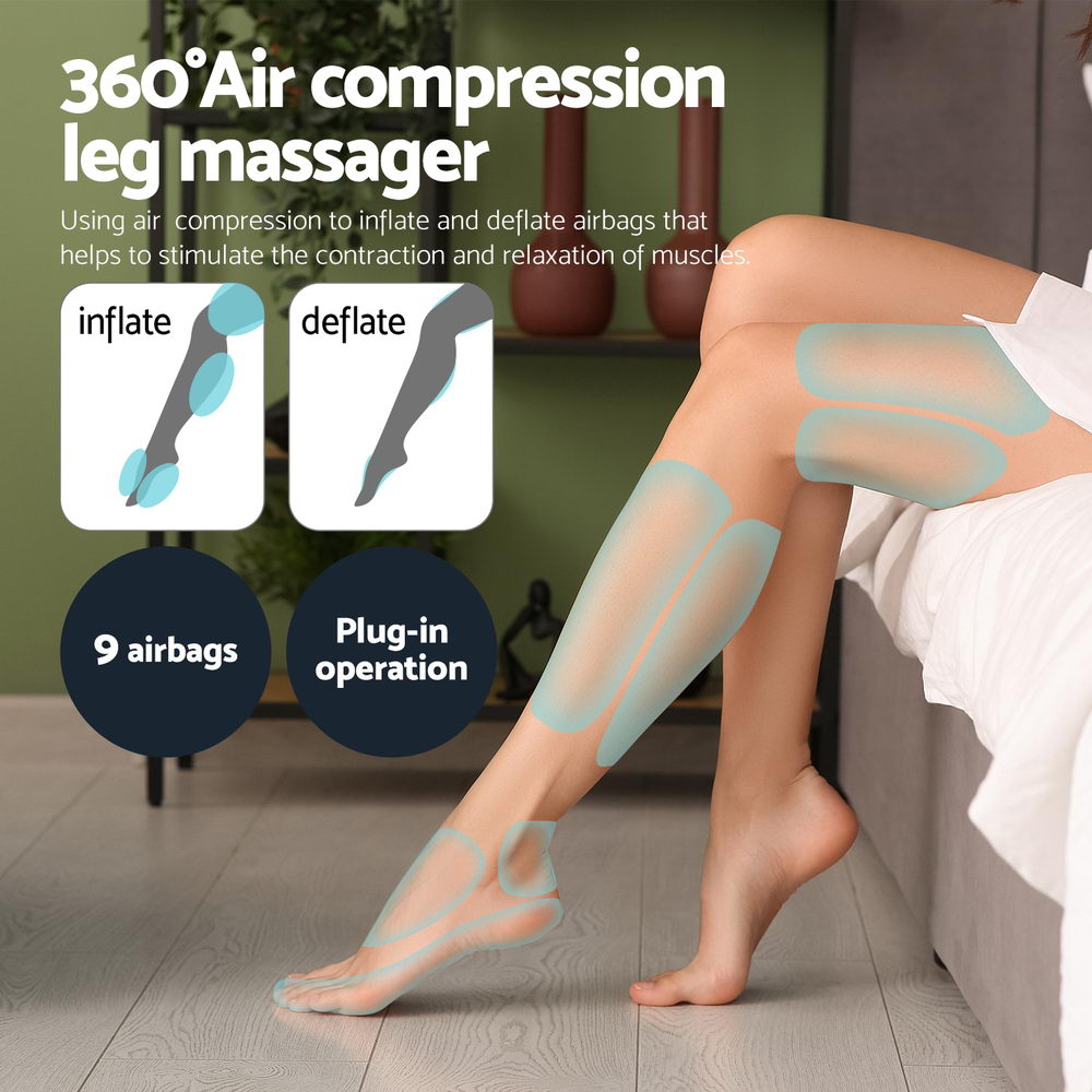 Livemor Therapeutic Foot Massager Leg Knee Massager with Air Compression 3 Massage Modes Heating