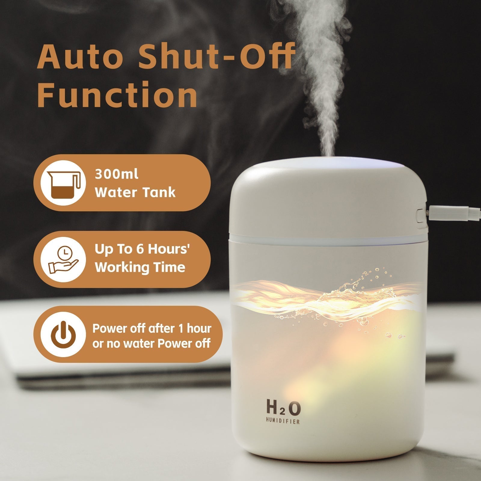 Living Today Mini LED Ultrasonic Ultrasonic Wellness Humidifier 300ml
