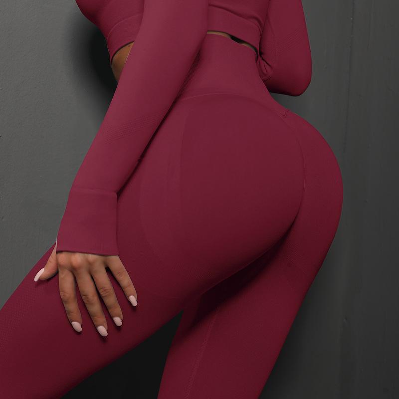 M Dark Green Seamless Butt-Lifting Premium Yoga Leggings - High-Waist Peach Hip Workout Tights