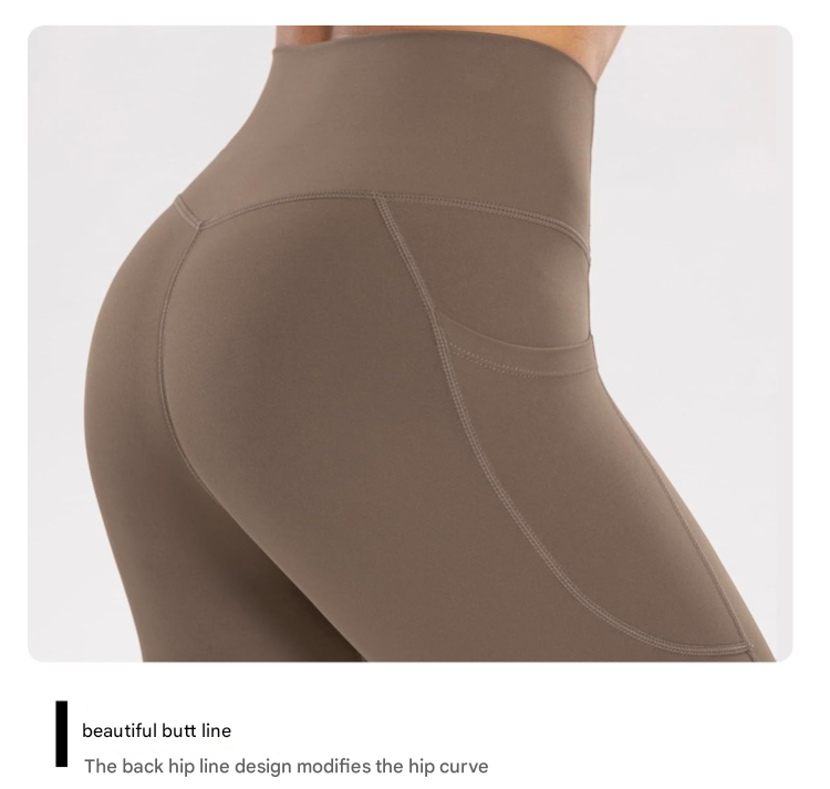 M Dark Khaki High-Waist Seamless Yoga Leggings with Pockets - Ultra Soft & Quick-Dry Workout Tights - Sports & Fitness