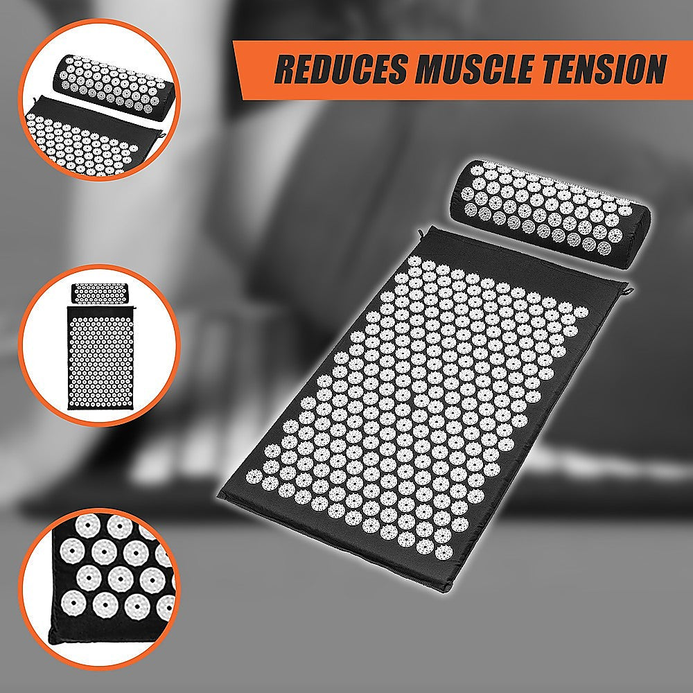 Massage Acupressure Yoga Mat With Pillow Sit Mats Cut Pain Stress Soreness - Sports & Fitness > Exercise Gym & Fitness
