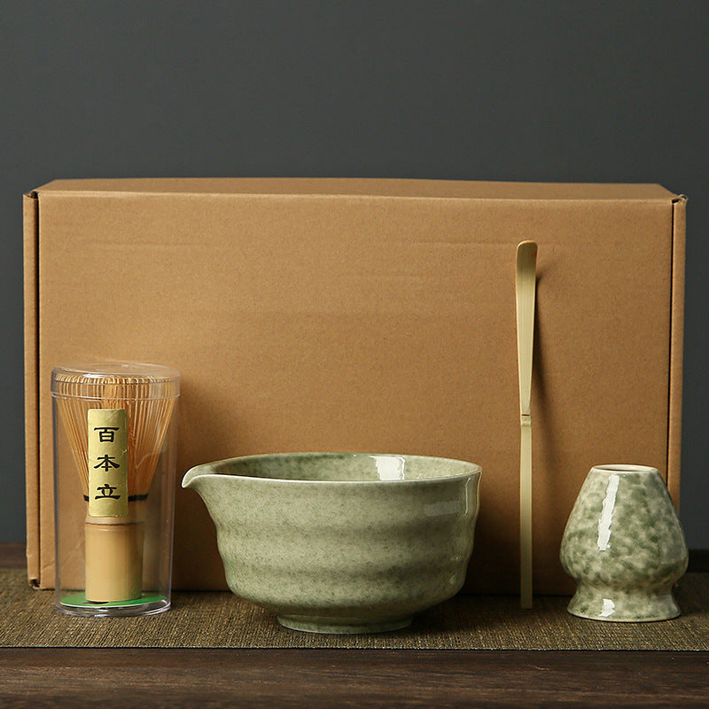 Matcha whisk green Complete Matcha Tea Ceremony Set - 4-Piece Japanese Traditional Whisk, Bowl, Whisk Holder & Scoop for Authentic Preparation at Home