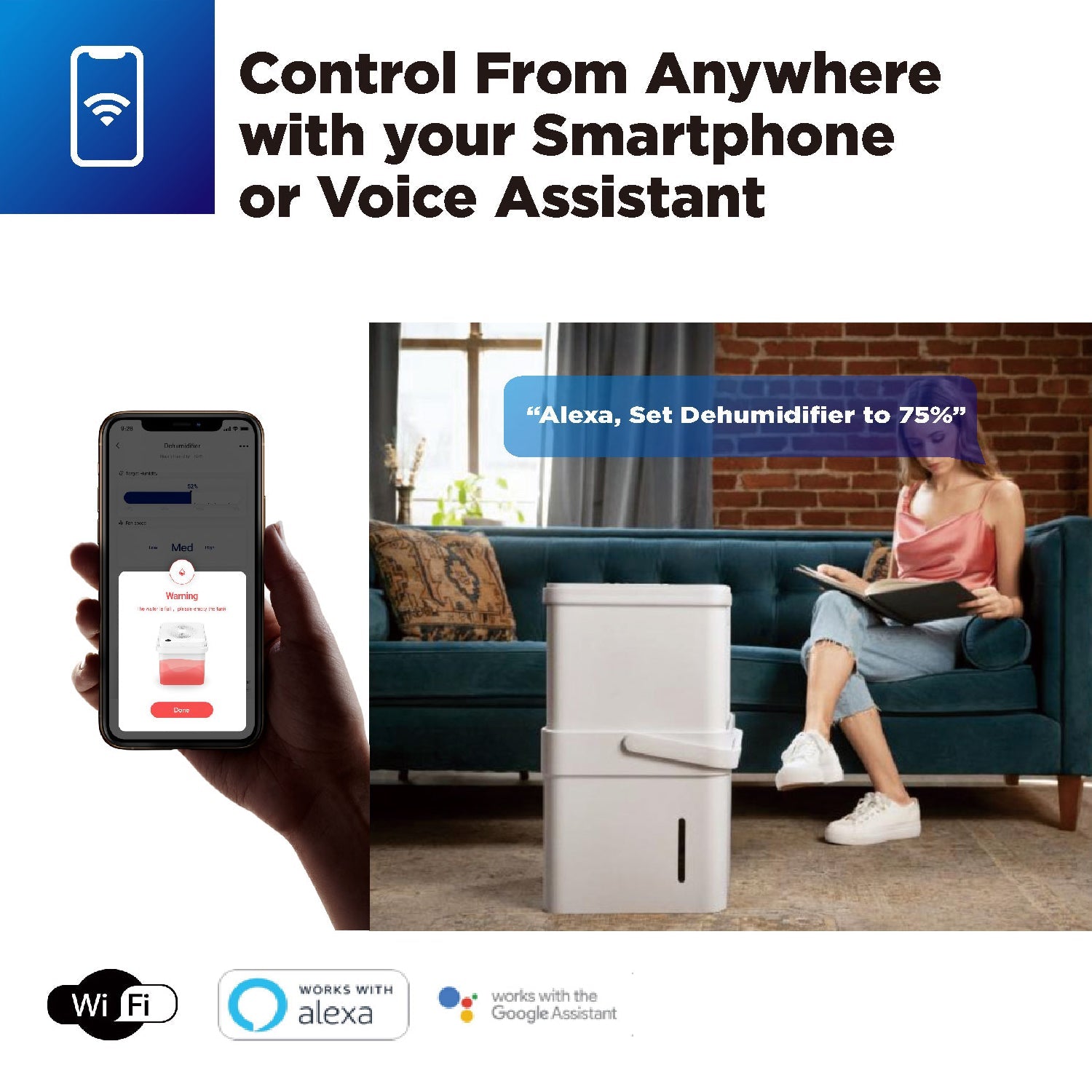 Midea Cube dehumidifier with smart wi-fi 12L tank for up to 20L per day dehumidification MDDM20 - Appliances > Aroma