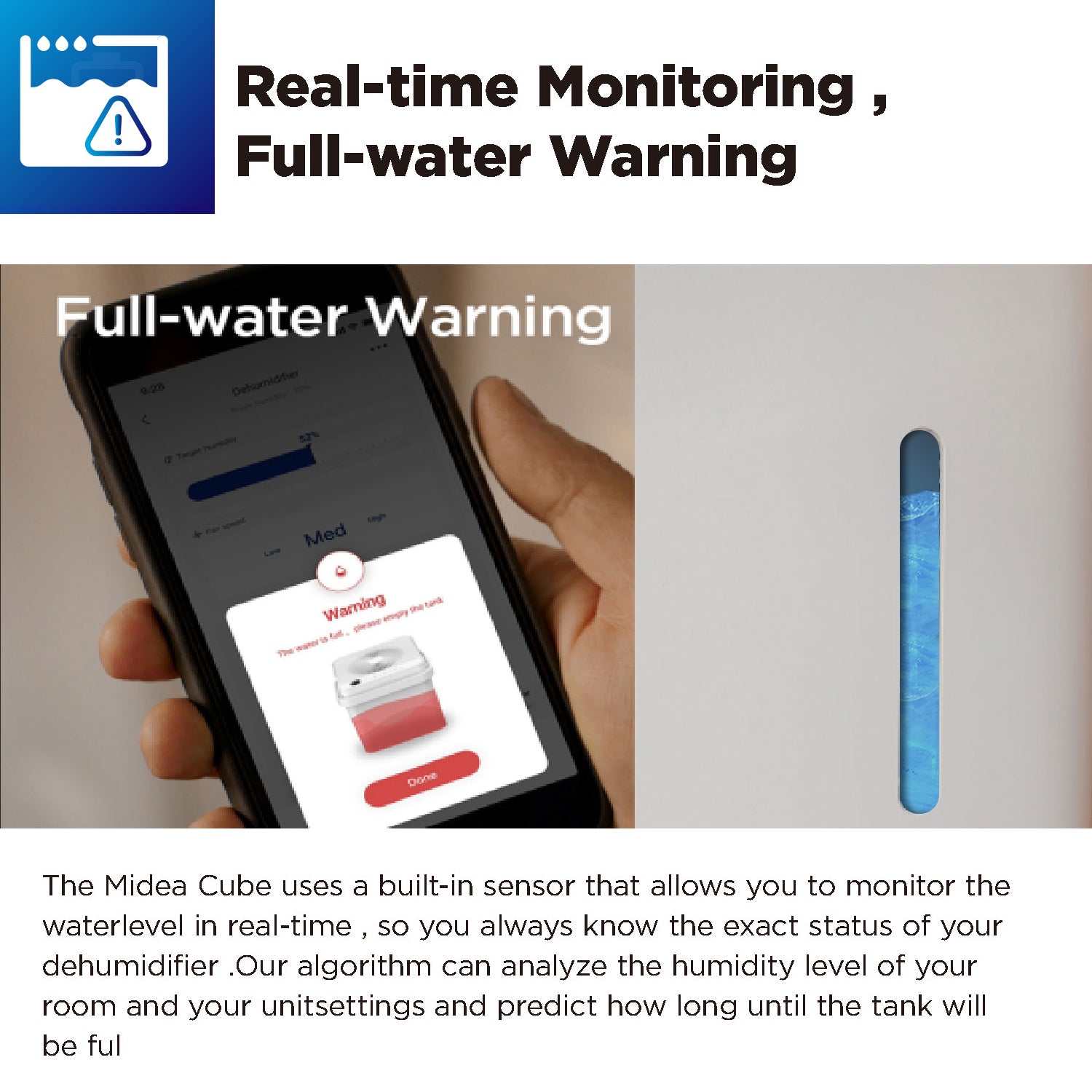 Midea Cube dehumidifier with smart wi-fi 12L tank for up to 20L per day dehumidification MDDM20 - Appliances > Aroma