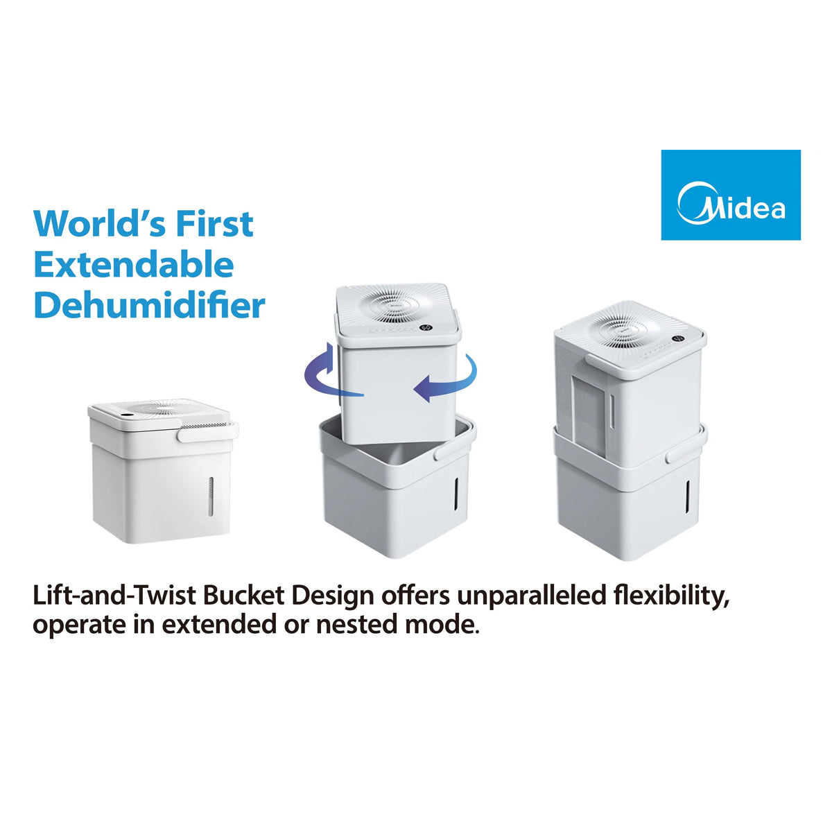 Midea Smart Cube Dehumidifier 20L/Day 12L Water Tank Compact Storage Full Water Warning - Appliances > Aroma Diffusers