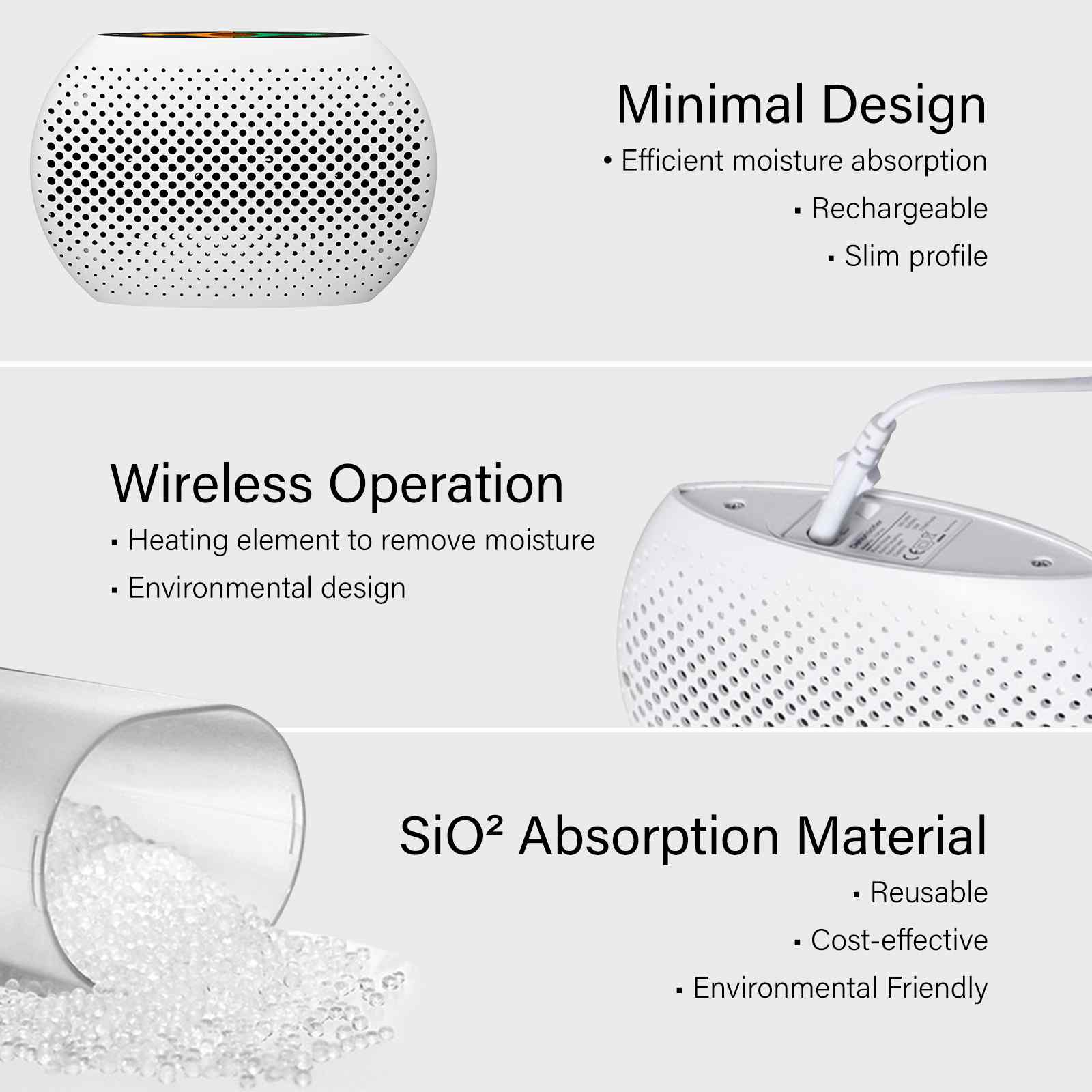 MyGenie Compact Reusable Dehumidifier Moisture Extractor Compact Portable White - Appliances > Aroma Diffusers &