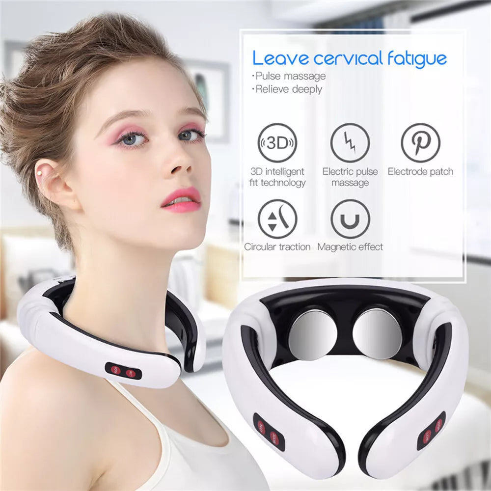 Neck Therapeutic Massager with Pulse Therapy - Intelligent Cervical Massage Device for Pain Relief and Relaxation