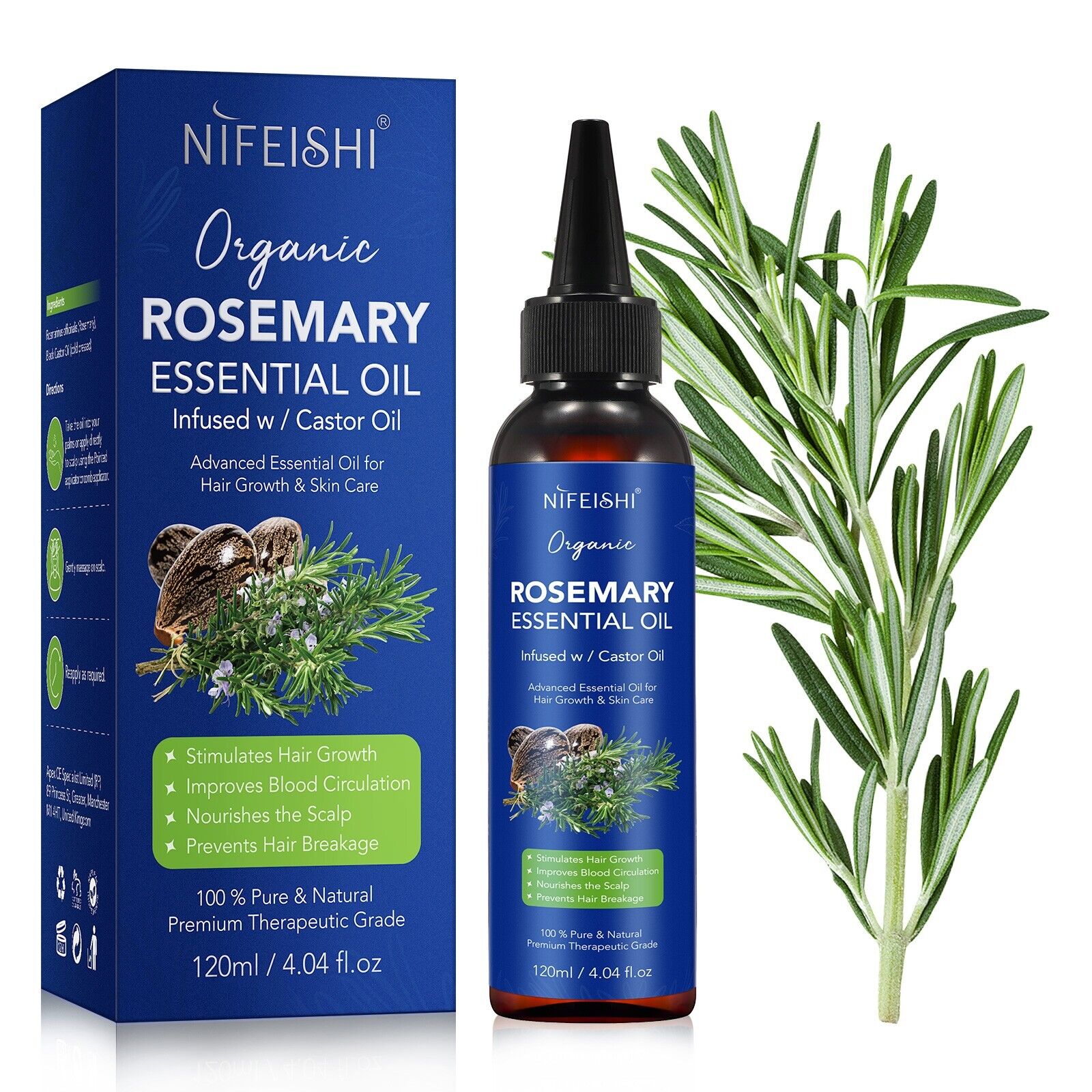 nifeishi organic rosemary essential oil 120 ml - Health & Beauty > Hair Care > Hair Styling Products