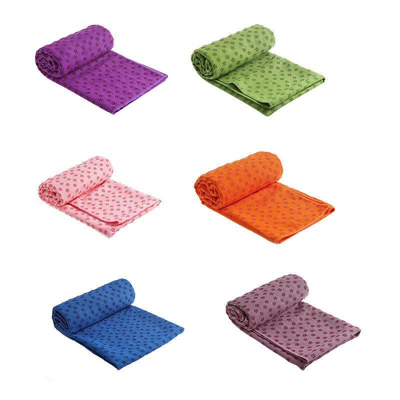 Non Slip Premium Yoga Towel Mat Microfiber Fitness Gym Exercise Blanket with Carry Bag - Light Purple
