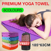 Non Slip Premium Yoga Towel Mat Microfiber Fitness Gym Exercise Blanket with Carry Bag - Orange