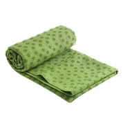 Non Slip Premium Yoga Towel Mat Microfiber Fitness Gym Exercise Blanket with Carry Bag - Green