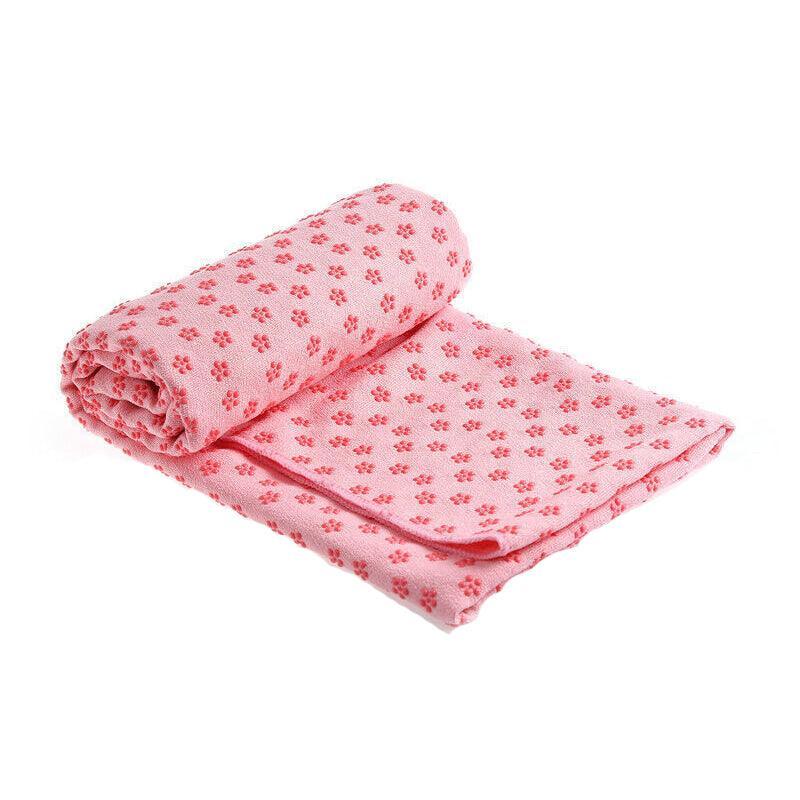 Non Slip Yoga Towel Mat Microfiber Fitness Gym Exercise Blanket with Carry Bag - Orange