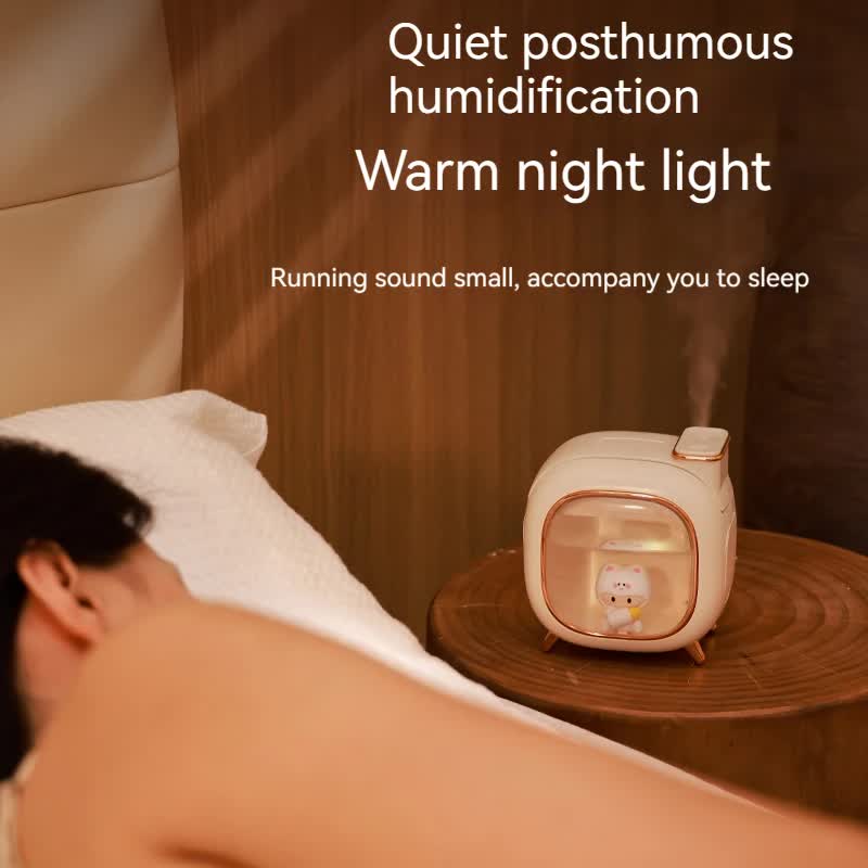 Off White USB Desktop Dual Mist Cute Humidifier with Essential Oil Diffuser 500ml Large Capacity Quiet Aromatherapy