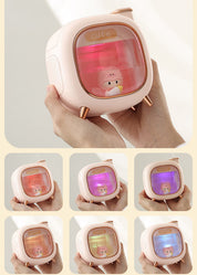 Off White USB Desktop Dual Mist Cute Humidifier with Essential Oil Diffuser 500ml Large Capacity Quiet Aromatherapy