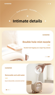 Off White USB Desktop Dual Mist Cute Humidifier with Essential Oil Diffuser 500ml Large Capacity Quiet Aromatherapy