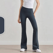 Oil Blue High-Waisted Lycra Premium Yoga Bell-Bottom Pants for Women - Tummy Control & Butt Lifting