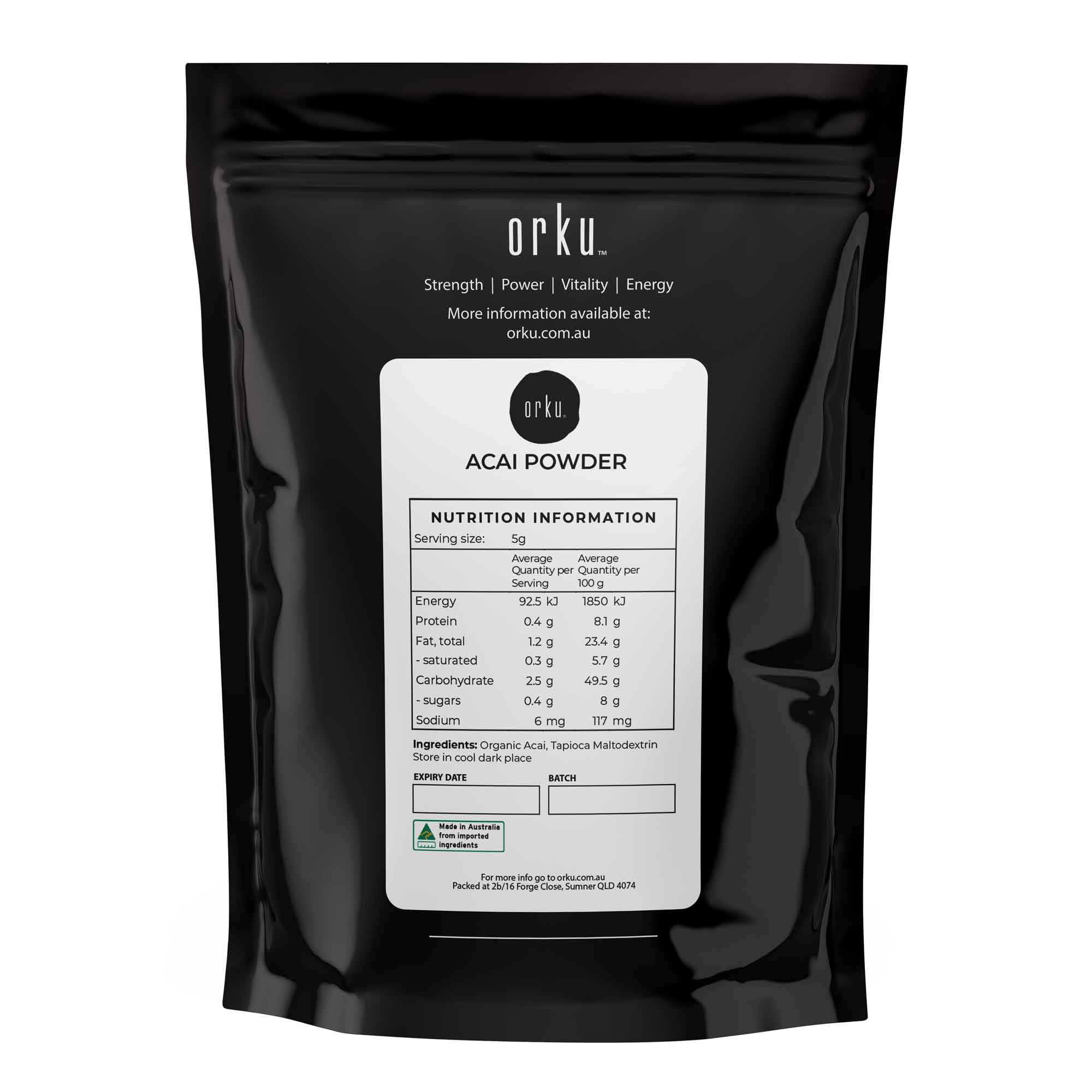 organic acai berry powder nutritional info