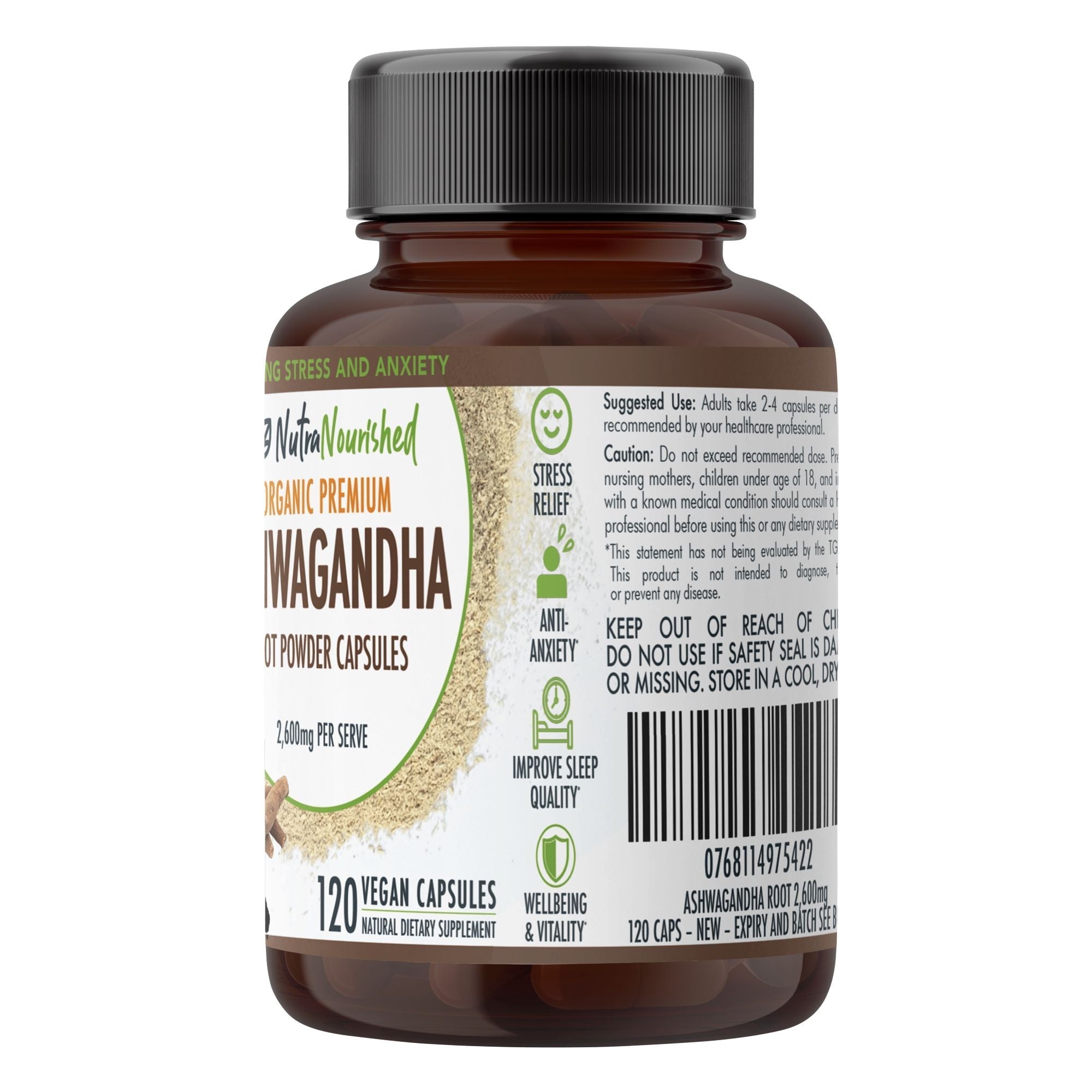 Organic Ashwagandha Capsules (vegan)- Withania Somnifera - Health & Beauty > Nutrition & Supplements > Vitamins &