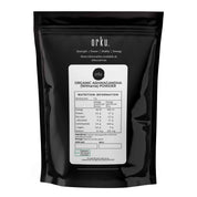 Black pouch of Orku Organic Ashwagandha Root Powder Withania Somnifera with nutrition label