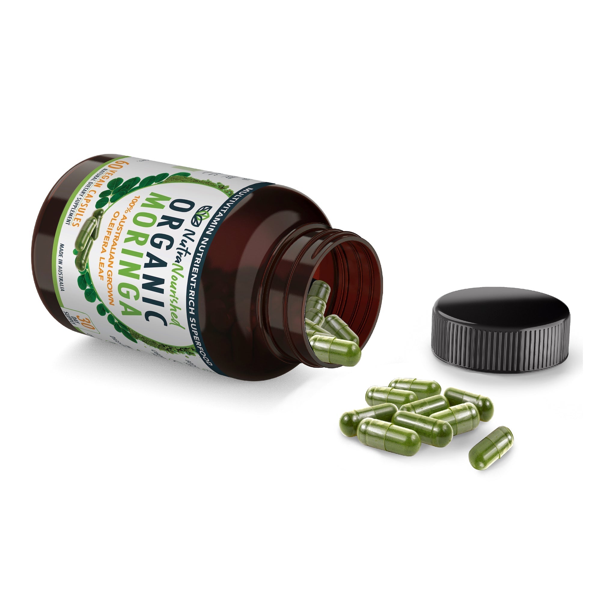 Organic Pure Moringa Leaf Capsules - 2 x 60 Vegan Capsules (2 Months Supply) - Health & Beauty > Nutrition &