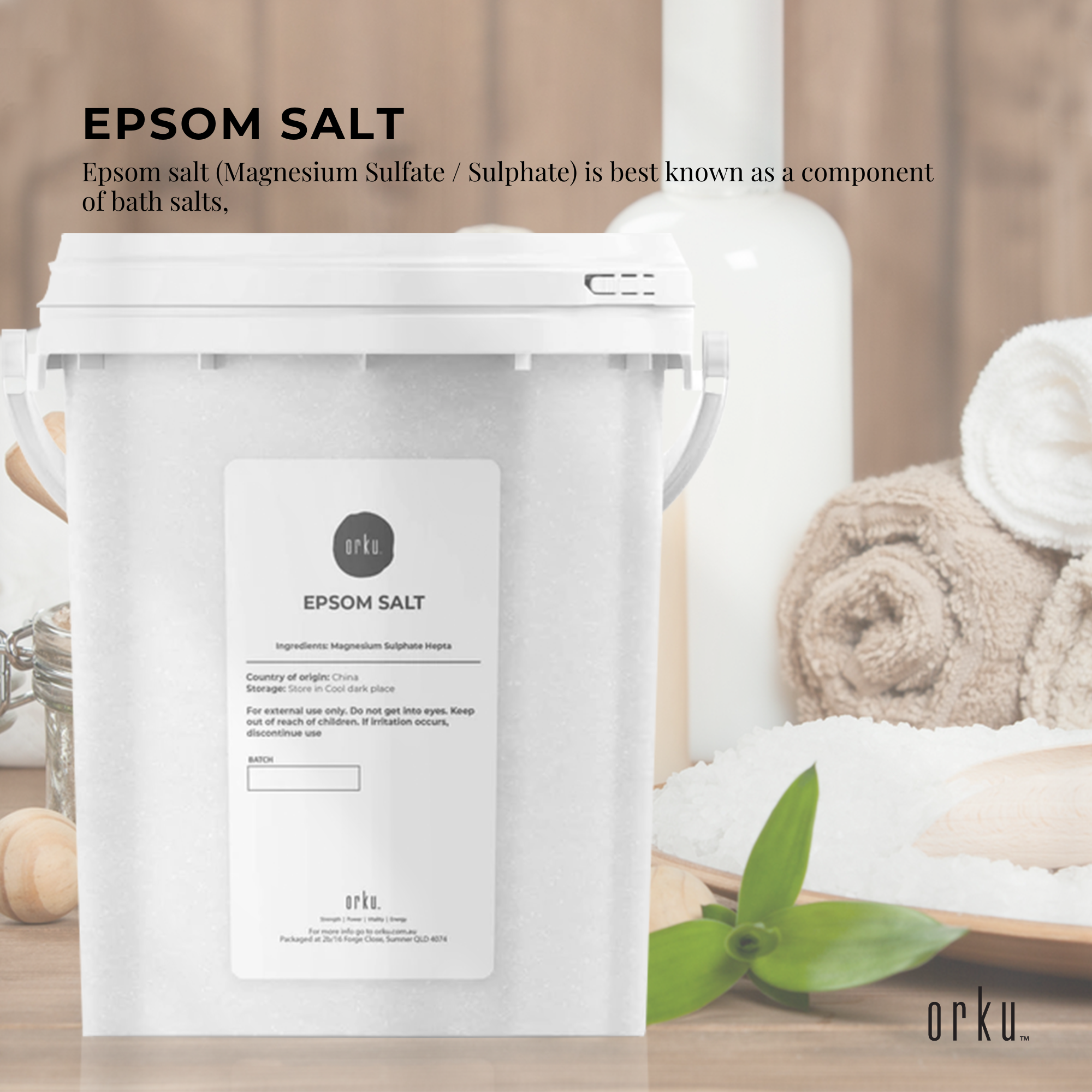 Orku 1.3kg Epsom Salt Tub - Magnesium Sulphate For Bath Skin Body Skin Care - Health & Beauty > Bath & Body > Bath