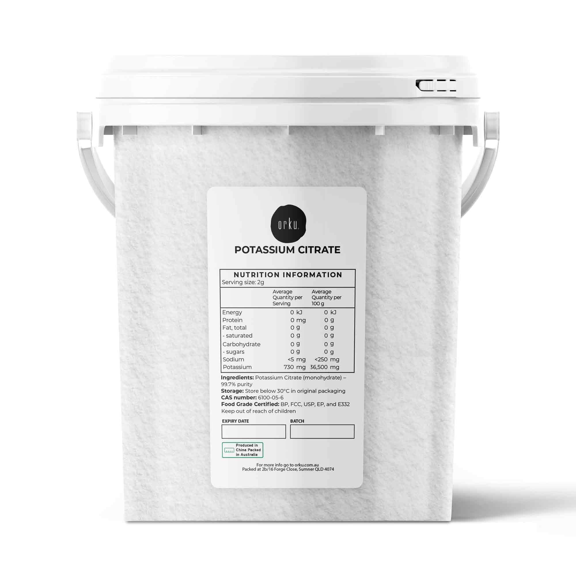 Orku 1.3Kg Potassium Citrate Food Grade Tub - Granular BP USP FCC E332 Additive - Health & Beauty > Nutrition &
