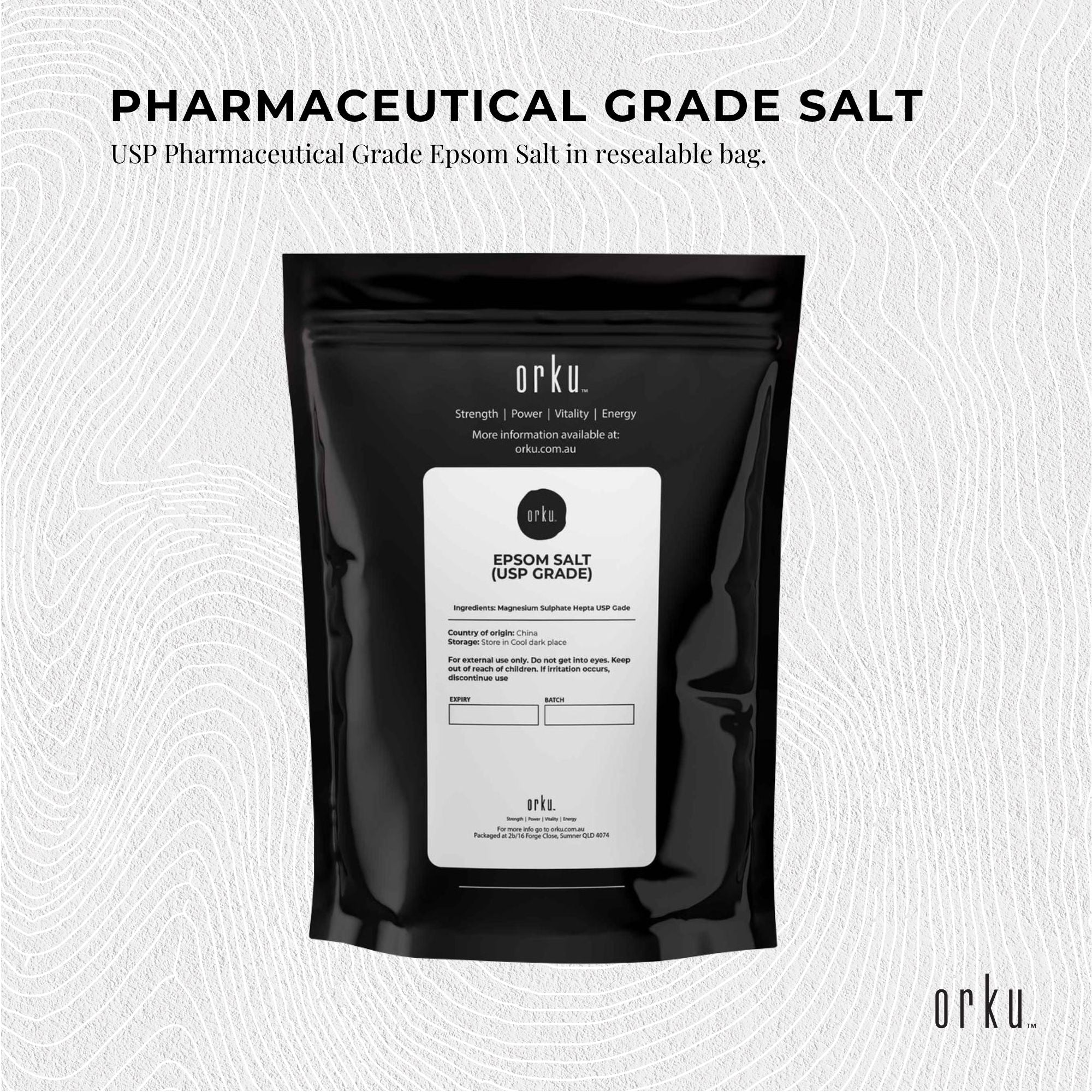 Orku 100g Epsom Salt - USP Grade Magnesium Sulfate Body Bath Salts - Health & Beauty > Bath & Body > Bath Additives