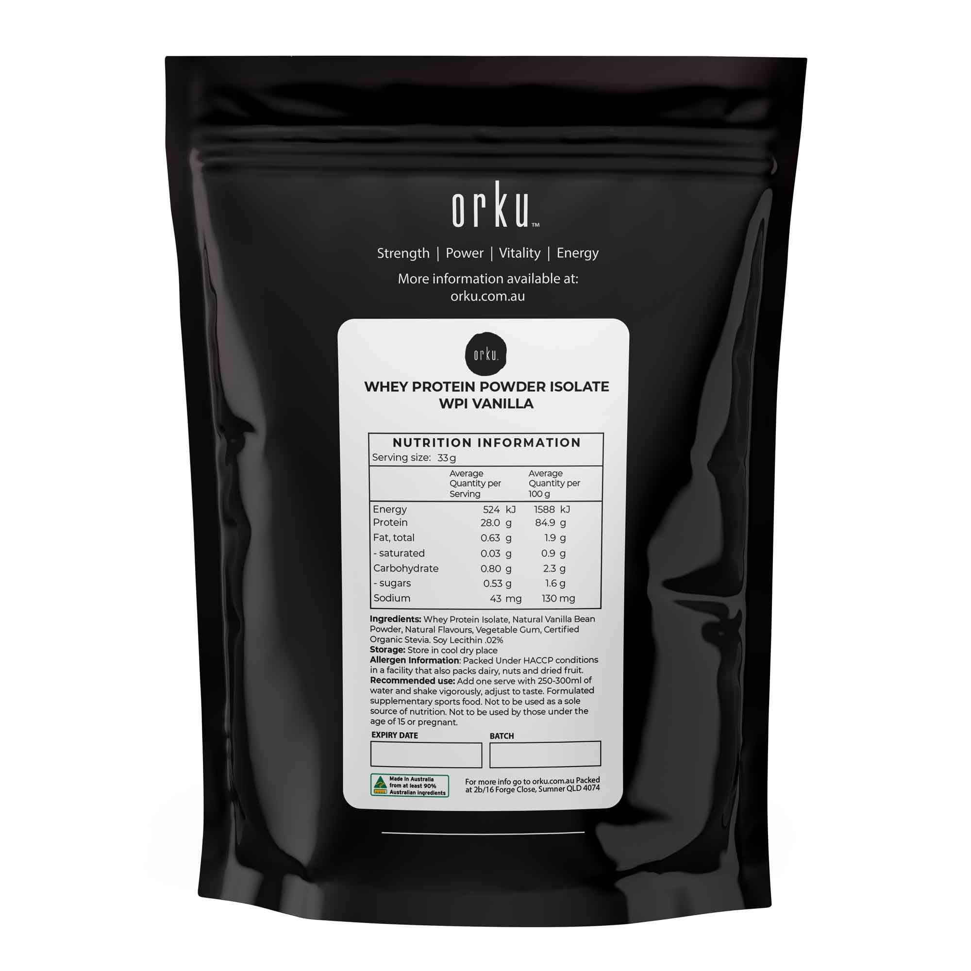 Orku 100g Whey Protein Isolate Powder – Vanilla WPI | Sports Food - Health & Beauty > Nutrition & Supplements >