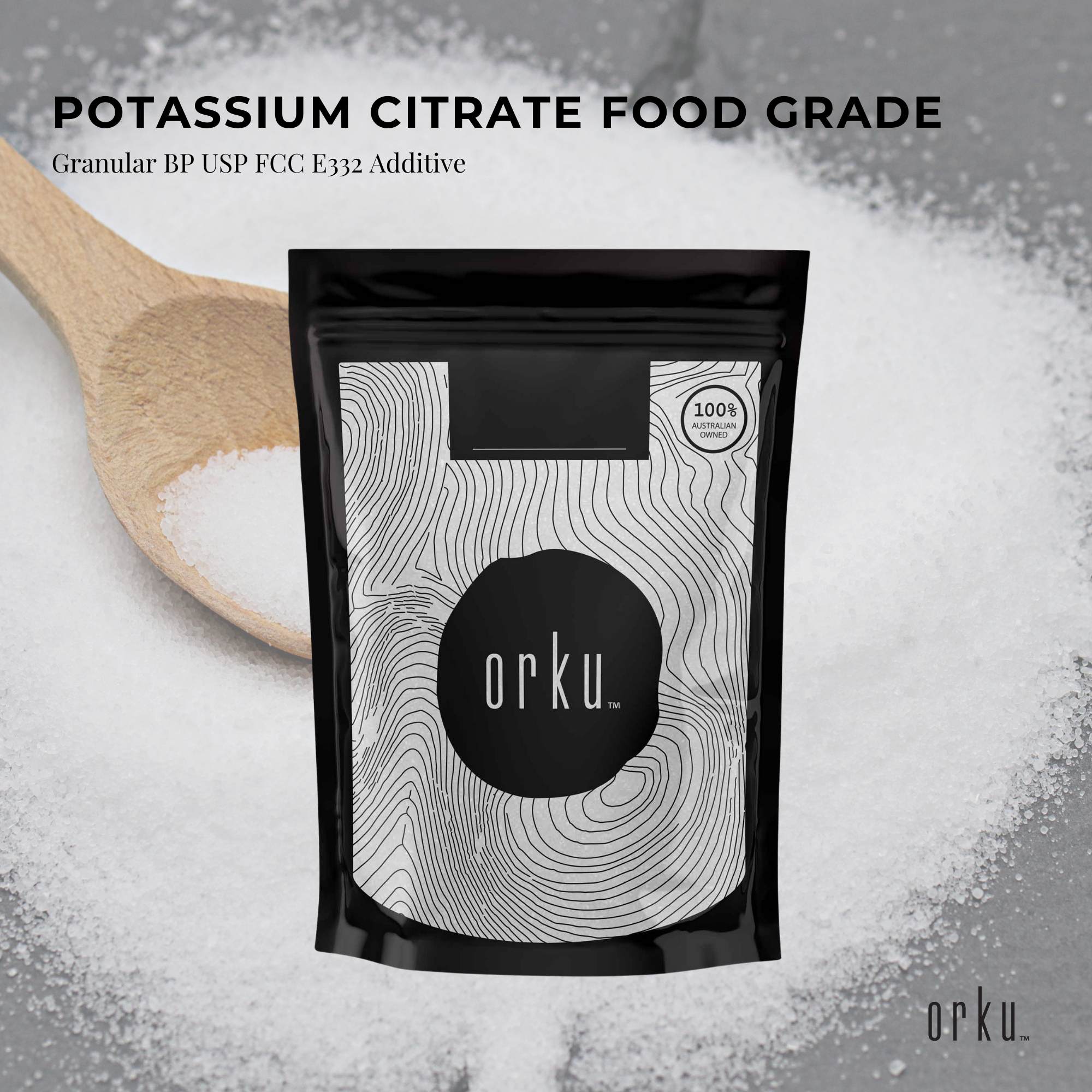Orku 1Kg Potassium Citrate Food Grade - Granular BP USP FCC E332 Additive - Health & Beauty > Nutrition & Supplements >