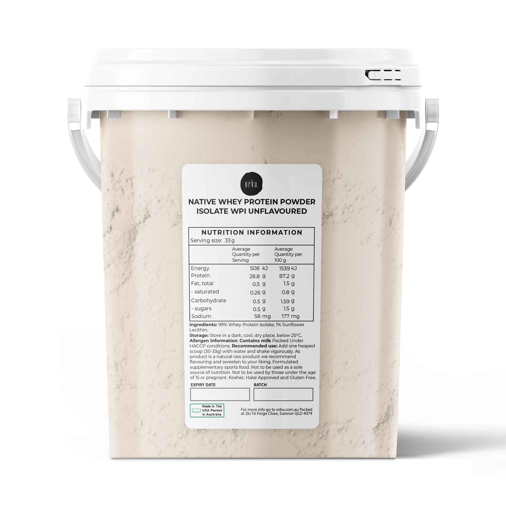 Orku 500g Native Whey Protein Isolate Powder - Unflavoured WPI Bucket - Health & Beauty > Nutrition & Supplements >