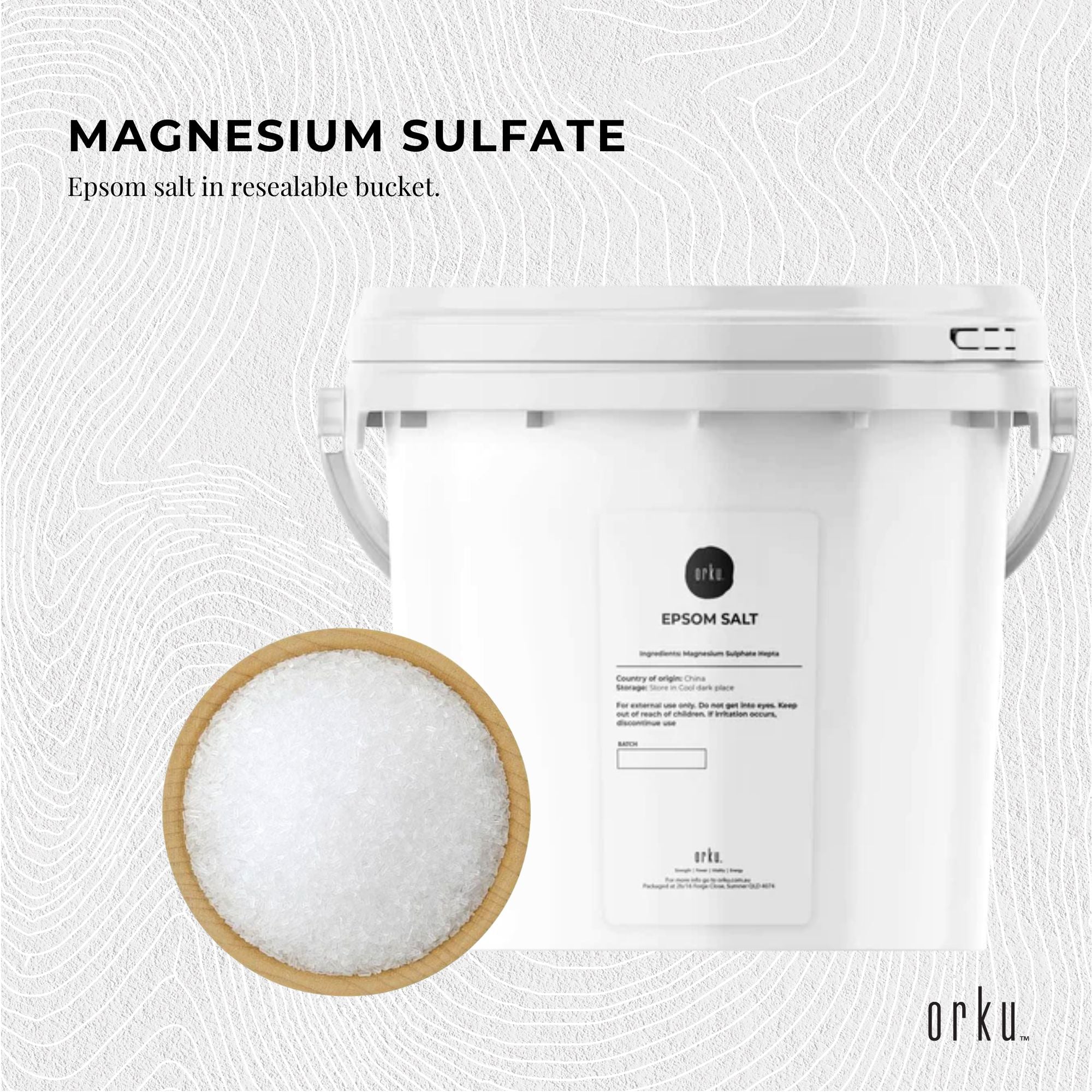 Orku 5kg Epsom Salt Tub - Magnesium Sulphate For Bath Skin Body Skin Care - Health & Beauty > Bath & Body > Bath