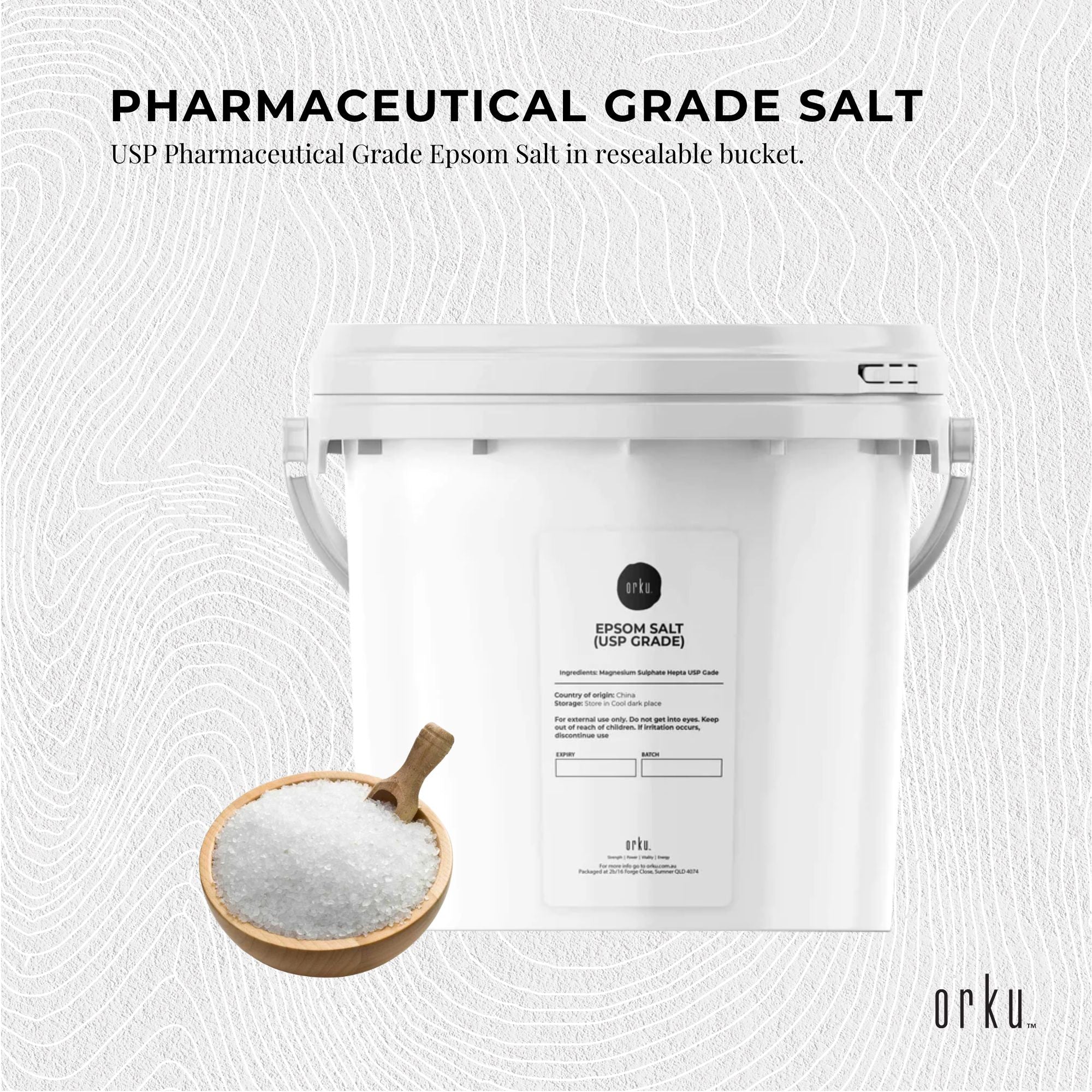 Orku 5kg Epsom Salt Tub- USP Grade Magnesium Sulfate Body Bath Salts - Health & Beauty > Bath & Body > Bath Additives