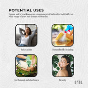 Orku 5kg Epsom Salt Tub- USP Grade Magnesium Sulfate Body Bath Salts - Health & Beauty > Bath & Body > Bath Additives