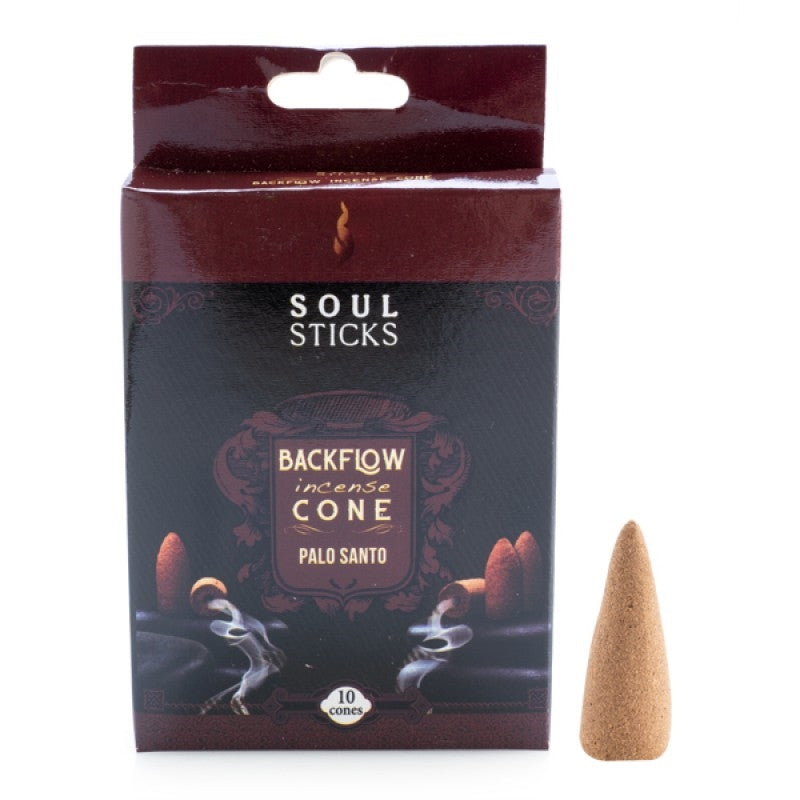 palo santo backflow incense cone in brown box