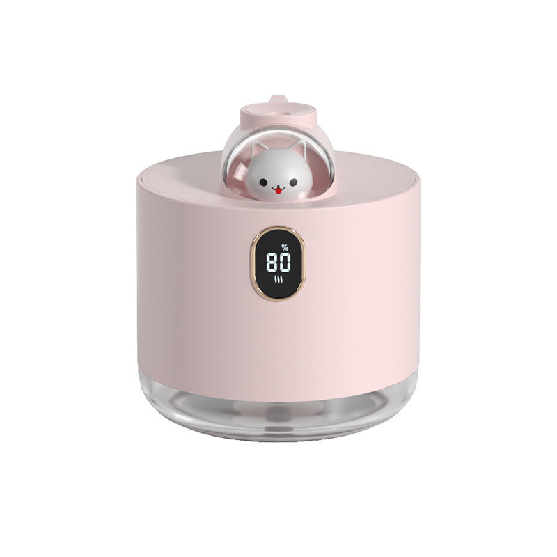 Pink Adorable Space Capsule Ultrasonic Wellness Humidifier - Portable USB Cool Mist Maker with LED Display & Ambient Night Light