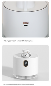 Pink Adorable Space Capsule Ultrasonic Wellness Humidifier - Portable USB Cool Mist Maker with LED Display & Ambient Night Light