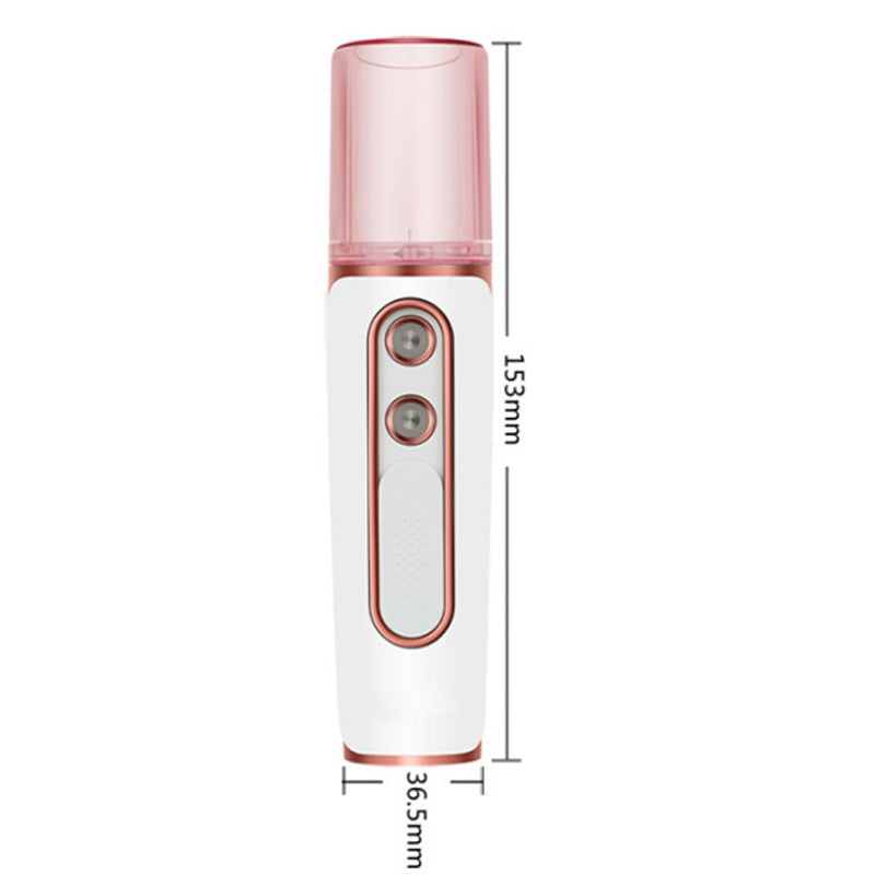 Pink Dual Nozzle Nano Facial Mister - USB Rechargeable Hydrating Spray