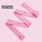 Pink Instructional Premium Yoga Stretch Strap with Embroidered Pose Guide - 11-Loop Flexibility Band