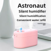 Pink Rechargeable Mini Astronaut Air Ultrasonic Wellness Humidifier USB Desktop Cool Mist Ultrasonic Wellness Humidifier with 7-Color LED Night Light for Bedroom and Office