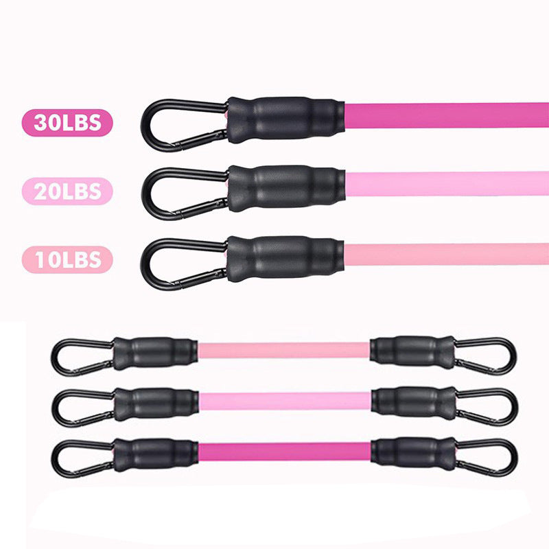 Pink Silver Snap Resistance Bands Set with Ankle Straps for Glute Kickbacks & Leg Workouts (10-30lbs)