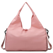Pink Women Large Capacity Yoga Gym Bag with Shoe Compartment and Mat Strap Water Resistant Travel Duffel Lightweight Tote for Fitness and Weekend Trips