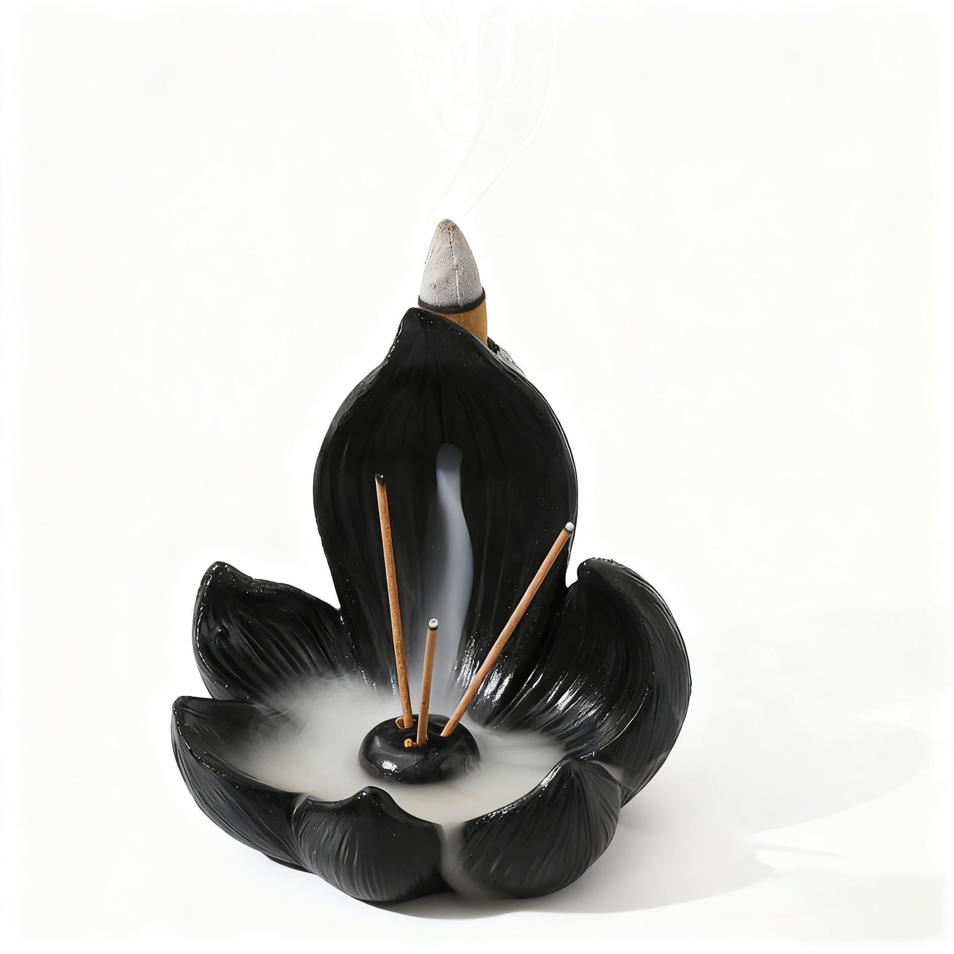 Pink Zen Lotus Waterfall Backflow Aroma Diffuser - Premium Elegant Resin Craft for Meditation & Yoga, 10cm Compact Design