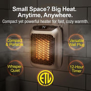 Plug-in Wall Mount PTC Ceramic Space Heater with Remote Control & LED Digital Display, 400W/800W Adjustable Thermostat Portable Electric Heater with Overheat & Tip-Over Protection for Bedroom Bathroom Office Indoor Use, AU 240V Plug
